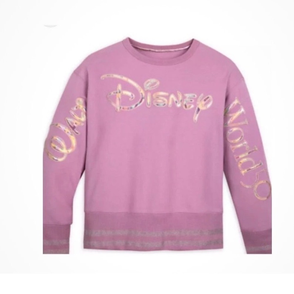 Disney World 50th Anniversary Sweatshirt Pink Iridescent Holographic Small